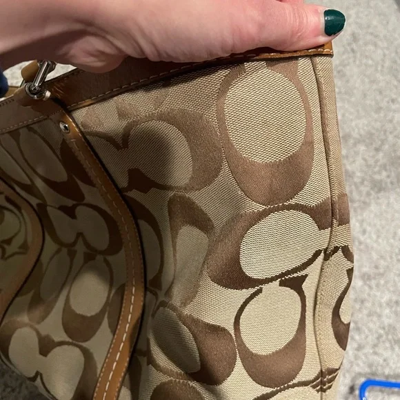 Coach Signature Tote Bag - EUC - Brown and Tan - Picture 6 of 7